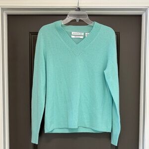 Pursuits, ltd. 100% cashmere aqua sweater M